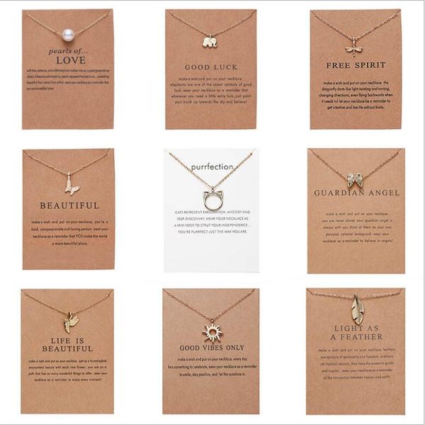 Perle Tier Kreis Anhänger Halsband Halskette mit Papier Karte Mode Weibliche Schlüsselbein Kette Schmuck für Frauen Großhandel