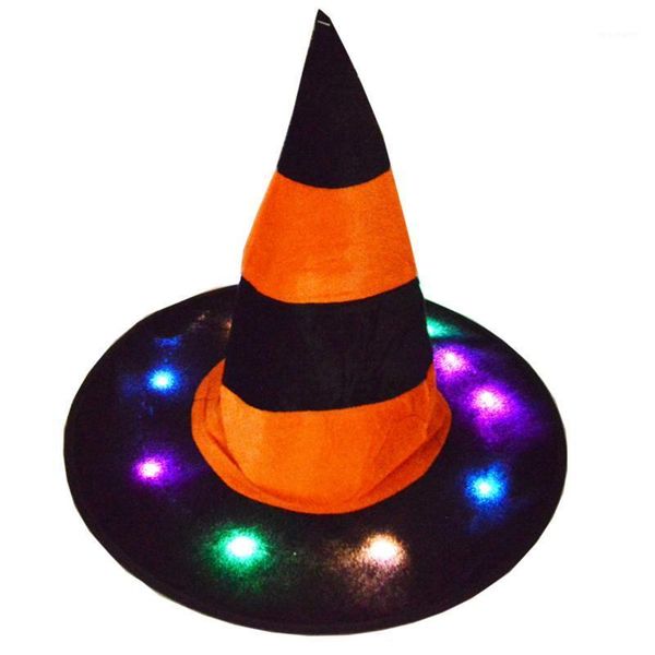 

party hats halloween glowing witch hat ghost festival dance wizard christmas with led string lights shining1