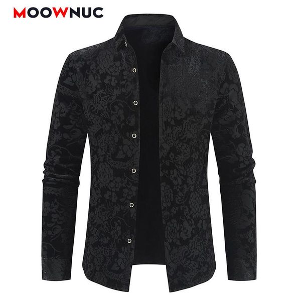 

мода hombre рубашки костюм личность printed дракон мужчины рубашки velvet хост весна осень мужчина с длинным рукавом тонкий случайных мужчин, White;black