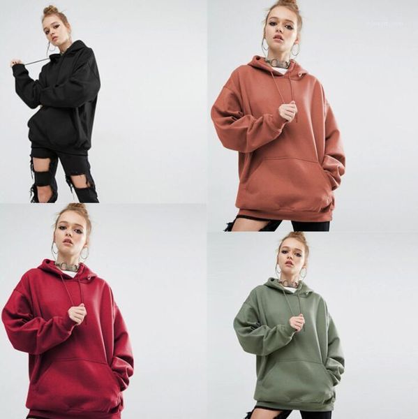 

women's hoodies & sweatshirts s-5xl 2021 autumn/winter european and american style women's blouse loose solid color sports hoodie, Black