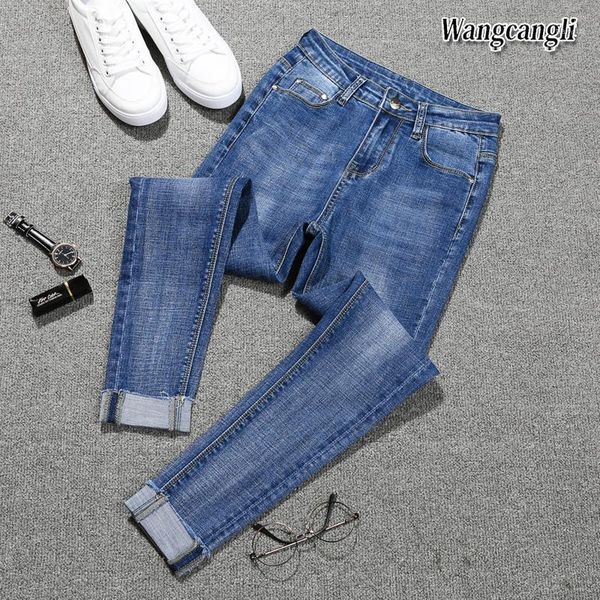 

2018 jeans for women large size spring stretch thin feet jeans women's nine pants 011#1, Blue