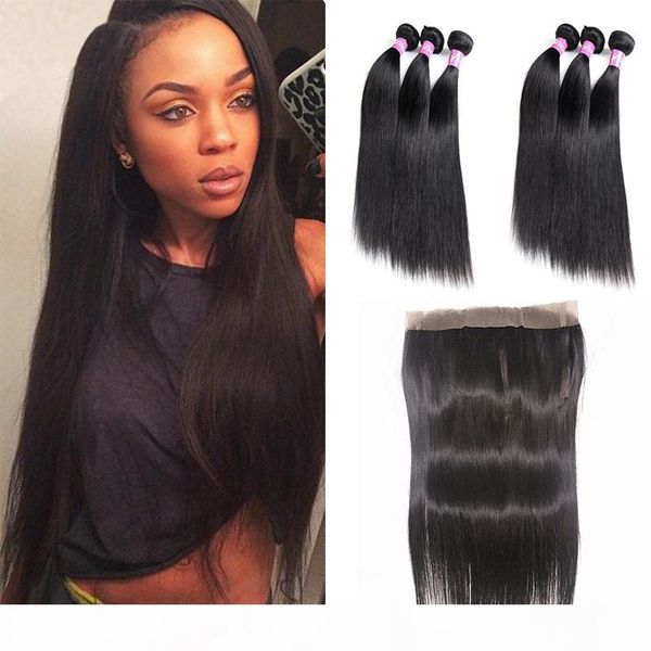 

dilys brazilian hair bundles with 360 degree hair closure peruvian indian unprocessed human hair with closure natural color, Black;brown