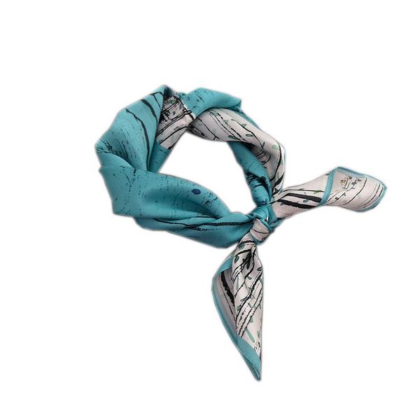

scarves 100% silk scarf catkin printing little square kerchief lady hanky headwear valentines gift woman accessory, Blue;gray