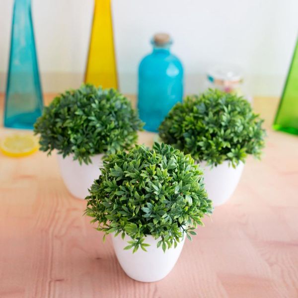 

green artificial plants bonsai simulation grass ball white potted mini bonsai home garden l office deskparty decoration