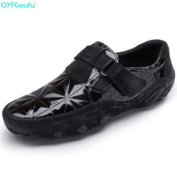 

qyfcioufu handmade genuine leather men shoes italian casual mens loafers breathable driving shoes slip on moccasins, Black