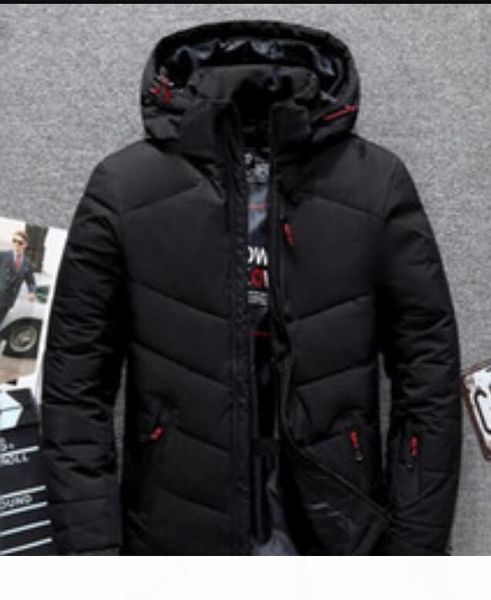 

новые мужчины одежда удадающие куртки капюшона зима с капюшоном современные пальто мужские лица открытый утолщение куртки управления гусы pa, Black