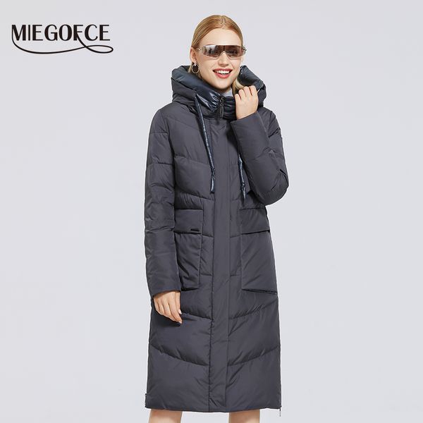 

miegofce 2020 winter new women's cotton coat medium length windproof simple style windproof jacket women's parka fashion parka 101, Black