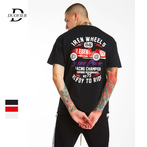 

новые мужчины футболки 2019 лето мотоцикл печати сыпучие мужские топы тройники с коротким рукавом hip hop streetwear мужской повседневный фу, White;black