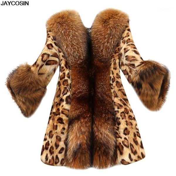 

jaycosin faux fur coat leopard coat cardigan print long manteau femme hiver jacket abrigos mujer manteau leopard 99021, Black