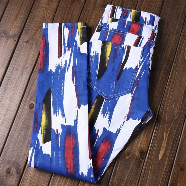 

mens pants fashion print men trousers casual fashion jeans men pant 201116, Blue