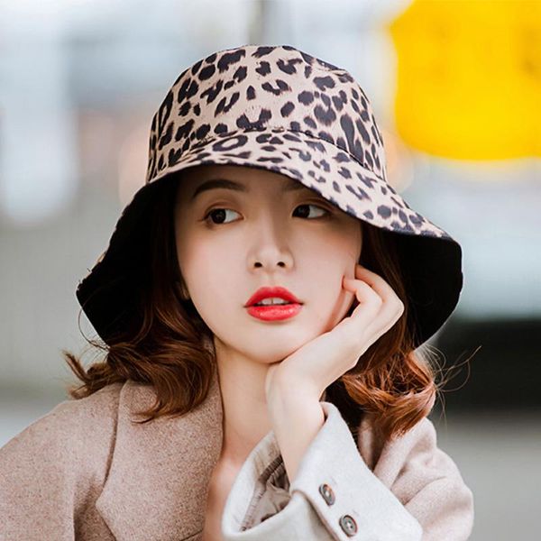 

women leopard print reversible bucket hat comfortable foldable women summer cap outdoor fishing hat casual sunhat, Blue;gray