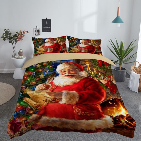 3D impresso feliz Natal conjunto de cama rainha / twin / king size decoração de Natal para casa Y200111