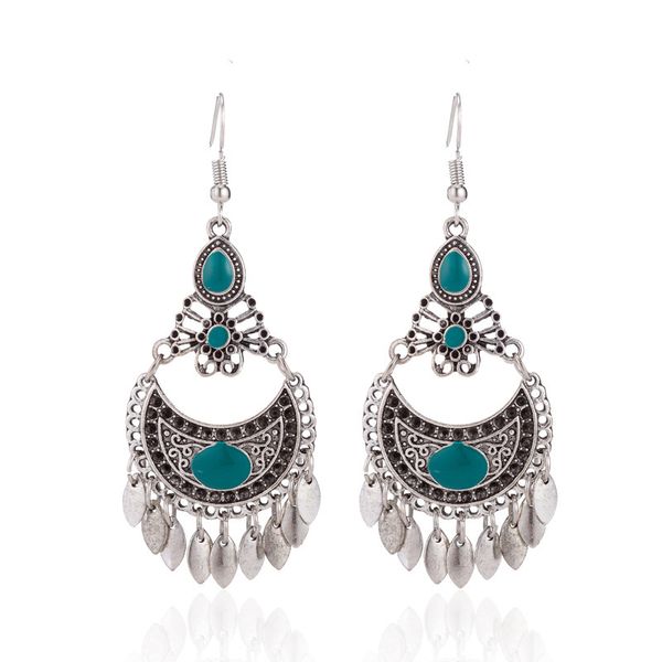 

foreign trade selling jewelry nepal ethnic style earrings alloy lock-shaped retro earrings european and american tassel womens earrings, Golden