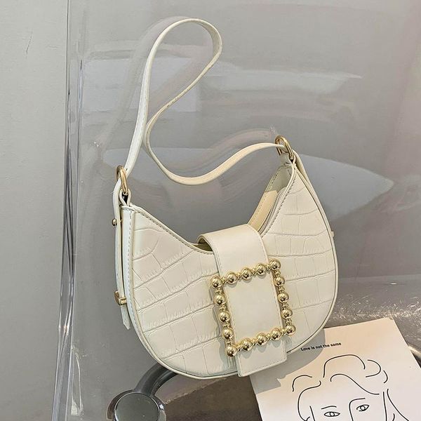 

cross body crocodile pattern saddle armpit bag 2021 pu leather women's designer handbag square lock shoulder messenger