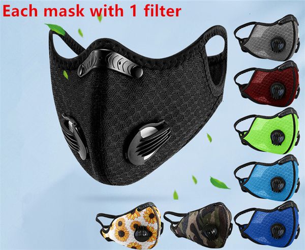

dust-proof haze-proof breathable sun cycling protective men and women outdoor sports face mask with filter 5pcs ljja2550