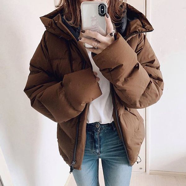 

2021 New Cotton Padded Jacket Tops Warm Winter Regular Women Parka Overcoats Thick Female Zipper Brown Outwear Coats 6PR8, Black