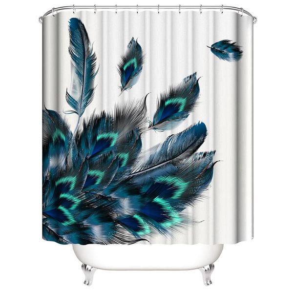 

синий перо душевой занавес с ванной mat set водонепроницаемый туалет полиэстер ткань обложка ванна коврик для хон декор bbykzu bwkf