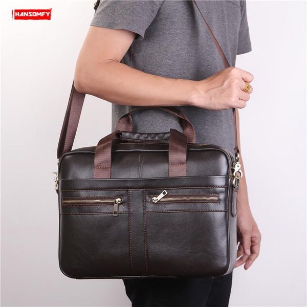 

портфель сумочка браун из натуральной кожи мужчин плечо диагональ сумка бизнес трэвел crossbody портфели мужские первый слой коровьей