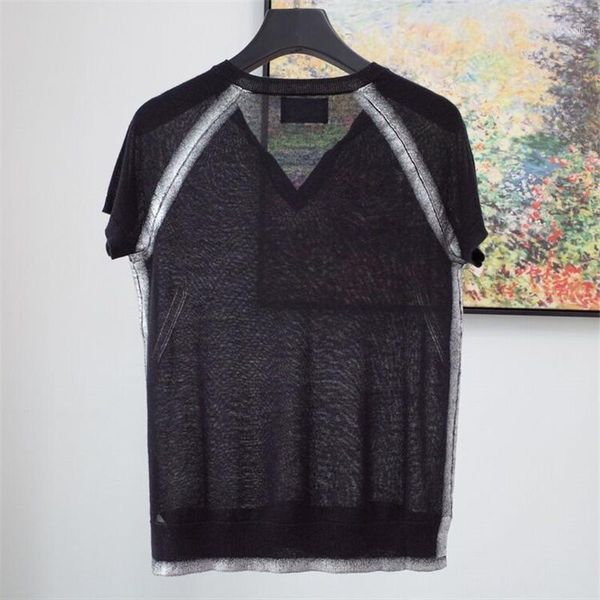 

100% linen metal edge coated buckle v-neck fashion short-sleeve t-shirt women1, White