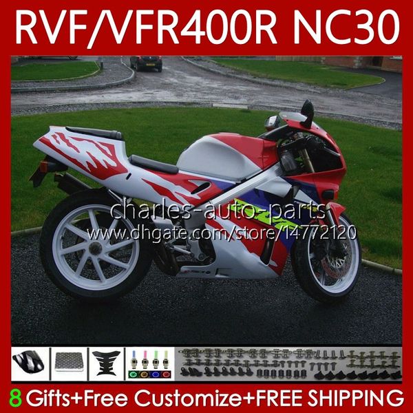 Body Kit für HONDA RVF400R VFR400 R NC30 V4 VFR400R 89-93 79No.47 RVF VFR 400 RVF400 R 400RR 89 90 91 92 93 Weiß Rot VFR400RR VFR 400R 1989 1990 1991 1992 1993 Verkleidung