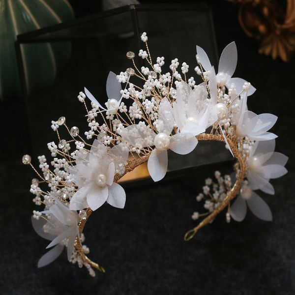 

super beautiful wreath sweet girl headdress pearl crown stage show bridal dress hair accessories, Silver