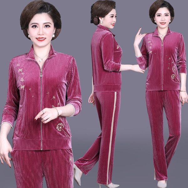 

women tracksuit sportswear velvet autumn loose jacket running jogging outfit casual workout set sport suit sweatshirt+pant, Black;blue