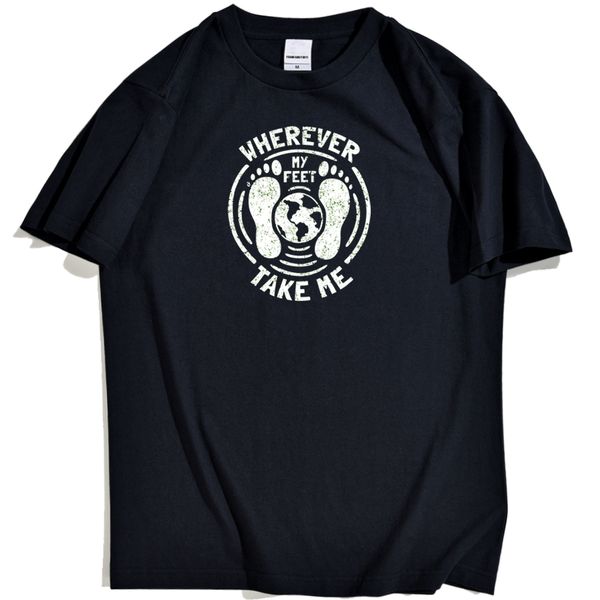 

wherever i go take me footprint pattern printing for male fashion streetwear solid color man sport hooded sweatshirt hoodie t shirt