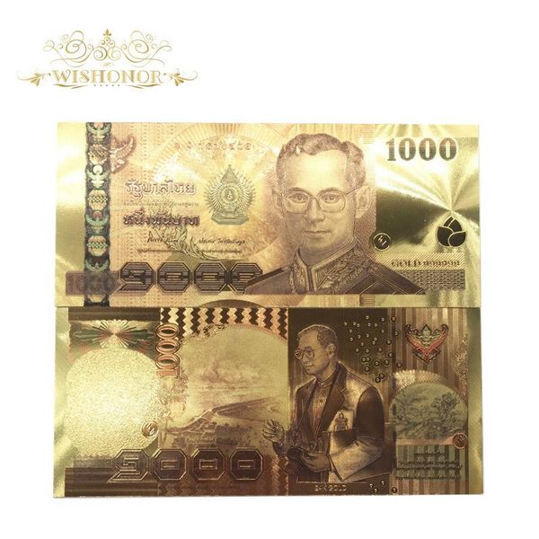 

10pcs lot 24k color thailand 1000 baht gold foil banknote double side printing currency banknotes paper money for collection bbypek homebag