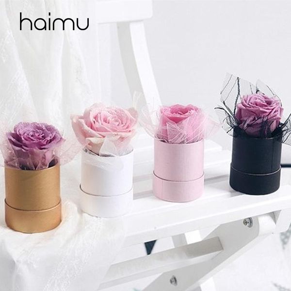 

gift wrap 6/10pcs mini solid round box bag packaging flower bouquet wedding favor decoration for packing florist gifts boxes1