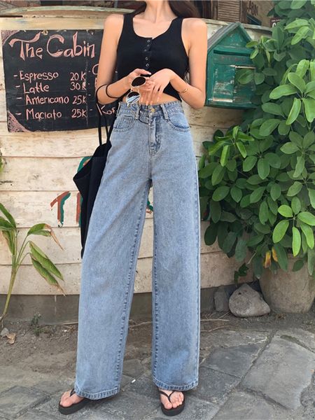 

high 2021 pants long legs spring and new loose fall i scrub women's jeans 48cc, Blue