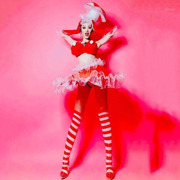 

nightclub bar dj singer party gogo cute red bikini stage costumes festival outfit rave wear performance clothing dn59451, Black;red