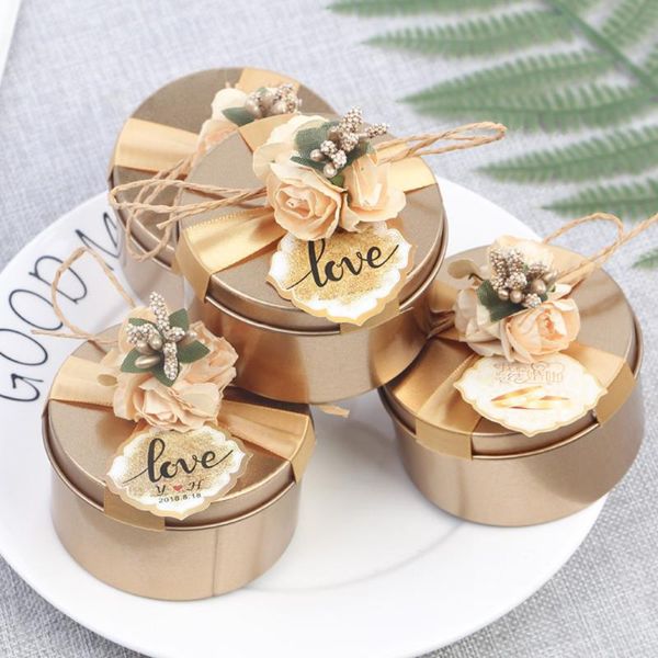 

gift wrap wedding party favor box round candy chocolate decor