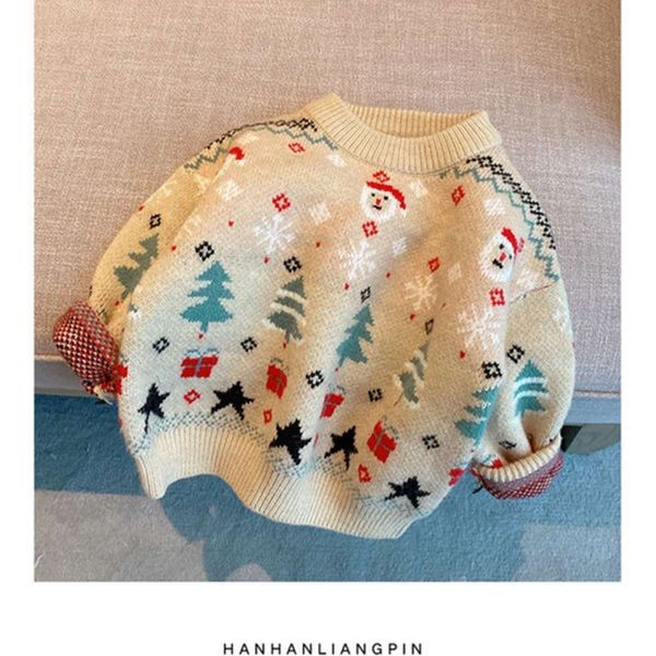 

christmas 2020 winter new korean girls tree long sve thickened sweater children's t-shirt 5j99mtwa, Blue