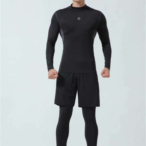 

new sleeve tights suit men's 2020 two or three long pants autumn and winter football wear bottoming fitness clothes, Gray