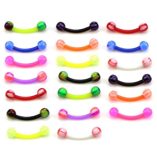 

20pcs colorful flexible mix color sile belly piercing navel bar navelpiercing piercing nombril stud earring q sqctwx, Silver