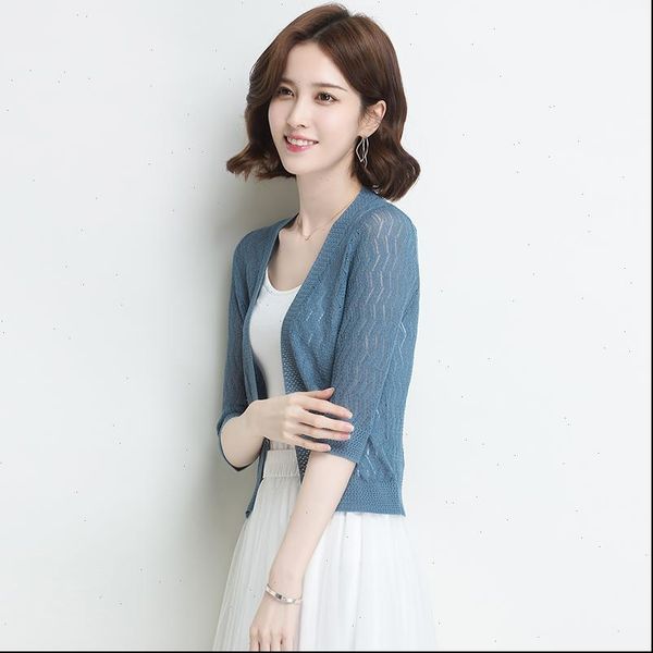 

new 2021 summer amp spring ladies hollow out thin knitwear cardigan elegant girls sun protection hollow knit outwear, White;black