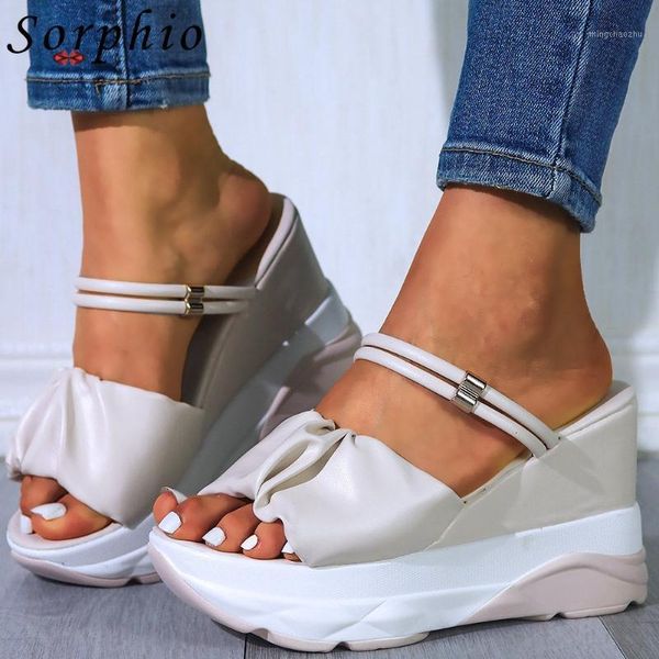 

dress shoes sorphio summer casual platform woman fashion high wedges sandals women ins elegant pleated sandals1, Black
