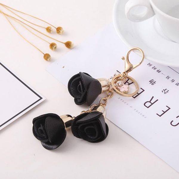 

кожаные camellia цветок брелок сумка подвеска автомобиль ключ кольцо для женщин сумка очарование смесительная аксессуар ключ держатель eh879