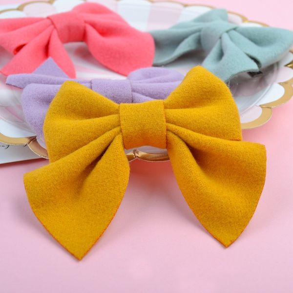 

3.5 inches solid bows with clip for cute baby girls handmade clips boutique daily hairgrips headwear hair accessories, Slivery;white