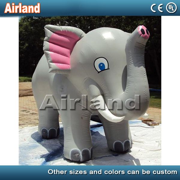 

открытый милый гигантский серый надувной слон с розовыми ушами для зоопарка рекламной модели мультфильма надувных животных