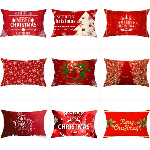

christmas cushion cover 30x50 pillowcase elk tree printed decorative pillows sofa cushions home decor pillow cases