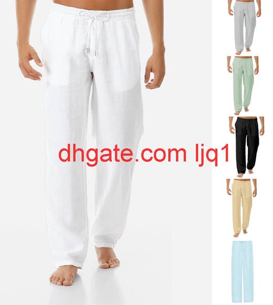 

2020 new men's simple and fashionable solid color leisure cotton and linen trousers, Black