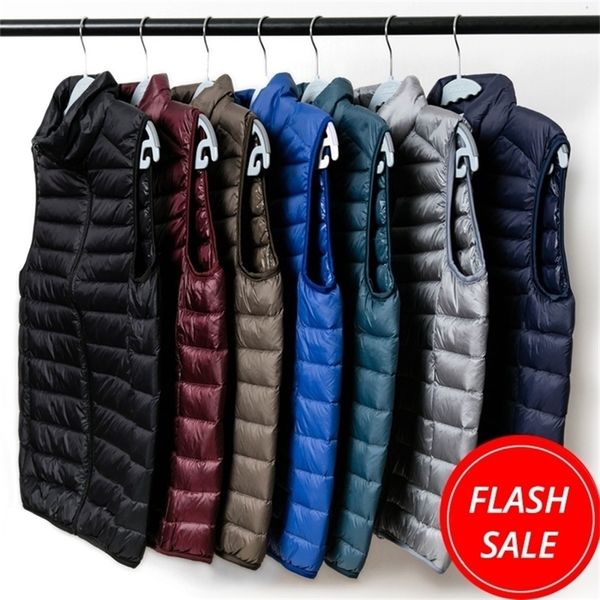 Inverno Moda Marca Ultra Light Duck Down Jackets Mens Down Waistcoat Streetwear Casaco de Pena Packable Homens Roupas 201225