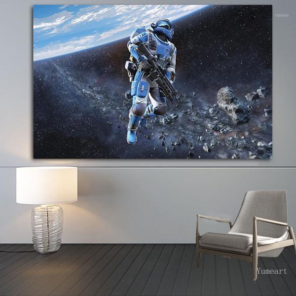 

astronaut satellite milky way galaxy space canvas painting poster art print universe spaceship moon surface wall art picture1
