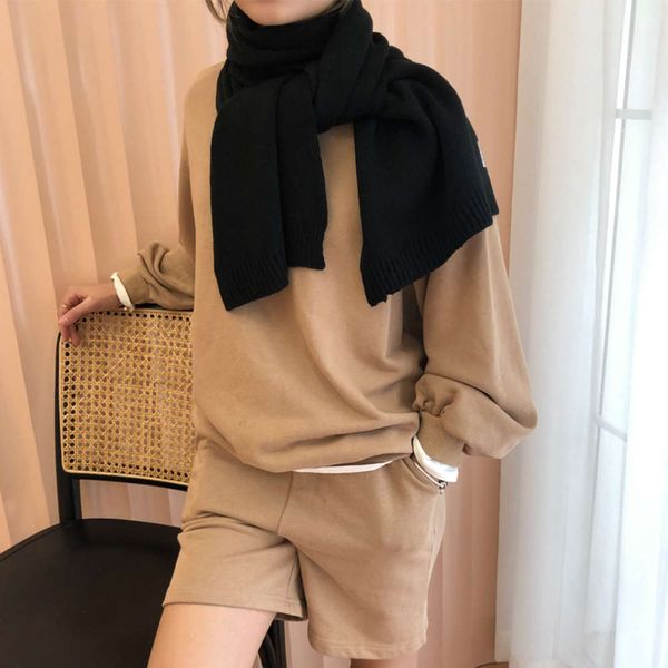 

korean knitted pure autumn couple's winter 2020 color knitting wool scarf for boys and girls 6vfk, Red;brown