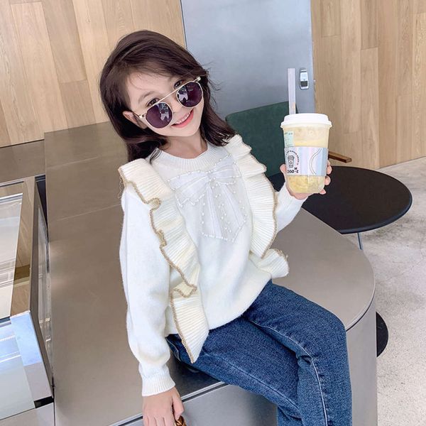 

winter clothing autumn 2020 girls' new round neck children's thickened pullover sweater fashion, Blue