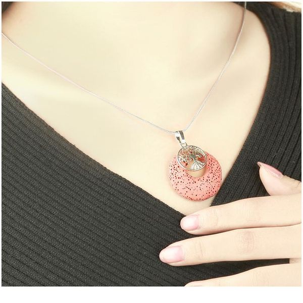 

1pc stylish colourful gem tree pendant jewelry necklace mineral healing crystals rose quartz meditation holiday party qylpmv, Black