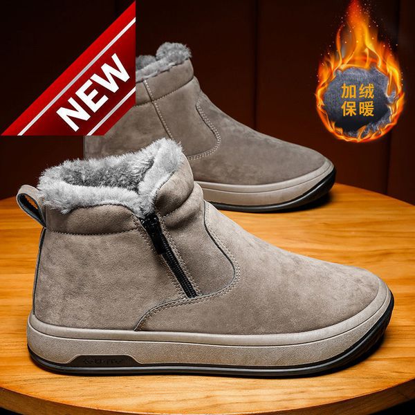 

cotton shoes men's warm and cold proof winter fashion snow boots plush thickened high northeast big outdoor, Black