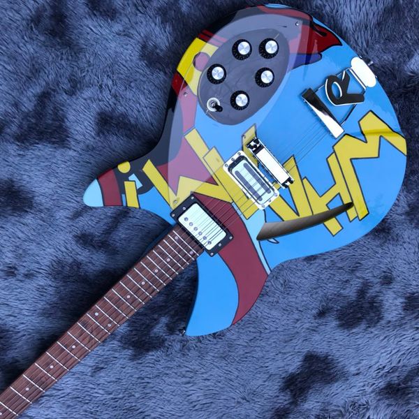 Custom Whaam 330 Tributo Estilo Elétrico Guitarra Rick HandPainting Guitar OEM personalizado