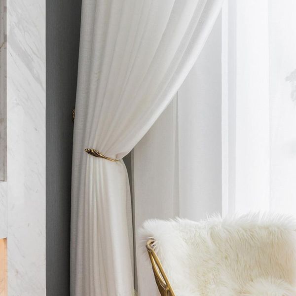 

modern curtains for living dining room bedroom simple solid color ins white curtain tulle finished product customization curtain